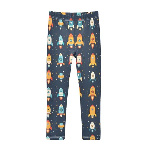 Colorful Rocket Cartoon Girls Leggings Athletic Pants Tights Stretch Bottom