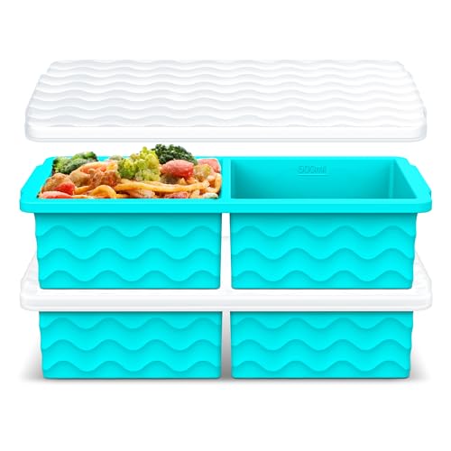 Silicone Freezer Tray with Lid - 2 Cup Soup Freezer Container molds - Extra Large Ice Cube Tray - Silicone Freezer Food Molds for Freezing & Storing Soup, Sauce, Broth, Leftovers (2 Pack?