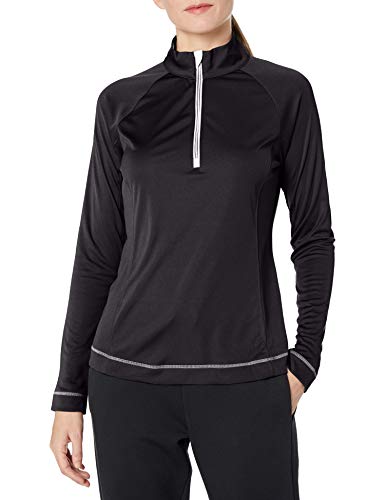 Cutter & Buck Women's CB Drytec Long Sleeve Evolve Half-Zip, Black, Medium