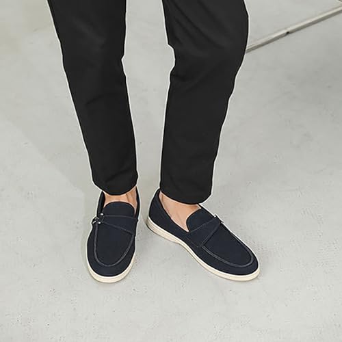 Mocasines de gamuza azul oscuro para hombre, el calzado idóneo para barbacoas y fiestas 7