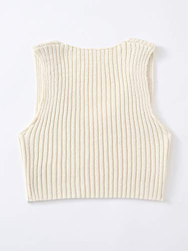 SweatyRocks Women's Ribbed Knit Crop Sleeveless V-Neck Sweater Vest Crop Tank Top2