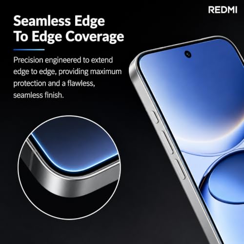 Image of Tempered Glass for Redmi Turbo 5 Screen Protector (6.59 inch) | 9H Hardness | Edge-to-Edge | HD Clear | Bubble-Free | Scratch Resistant | Oleophobic Coating | Case Friendly