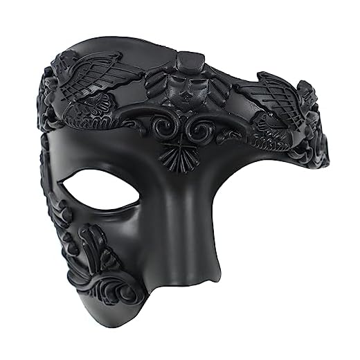 OIDEA Punk Halbmaske Venezianische Maske: Schwarz Herren Kostüm Maskerade mit Gummiband Steampunk Leicht angenehm für Kostümparty Phantom der Oper Maskenball Mottoparty Karneval