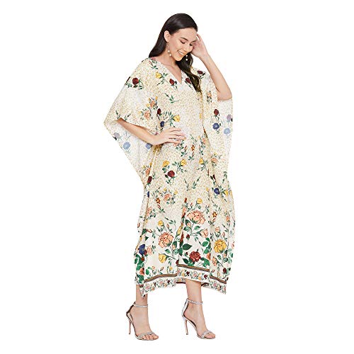 Image of Oussum Women Long Maxi Plus Size Polyester Kaftan Gown, Womens Kaftan Dresses Lounge Resort Wear, Plus Size Kaftan