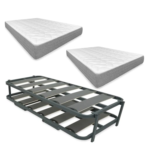 Duérmete Online   Cama Completa con 2 Colchones Viscotec (Cara Invierno/Verano) + Cama Nido Reforzada, 90 x 190