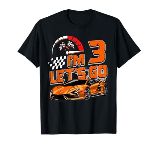 Kids 3rd Birthday Racing Car Gifts 3 Year Old Boys Party T-Shirt