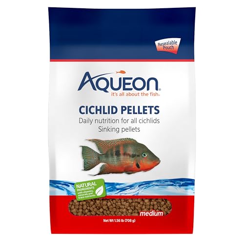 Aqueon Cichlid Slow Sinking Fish Food Pellets, Medium Size, 25 Ounce