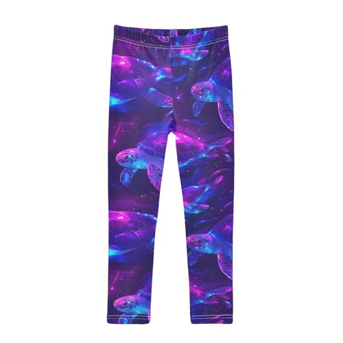 Neon Sea Turtle Girls Leggings Soft Stretch Workout Yoga Dance Pants for Kids Casual Tights