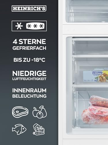 HEINRICHS Koel-vriescombinatie, 175 liter, koelvolume 122 l, vriesvak 53 l, led-binnenverlichting, wisselbare aanslag koelkastdeur, stil 39 dB, grote diepvriesbakken, 7 temperatuurniveaus, wit - Image 8