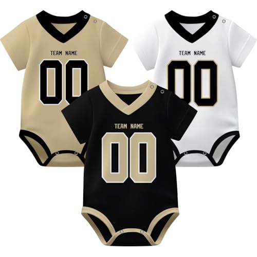 Image of KREDE Baby Clothes Unisex Bodysuit Jersey Style Custom Name Number for Baby Boys