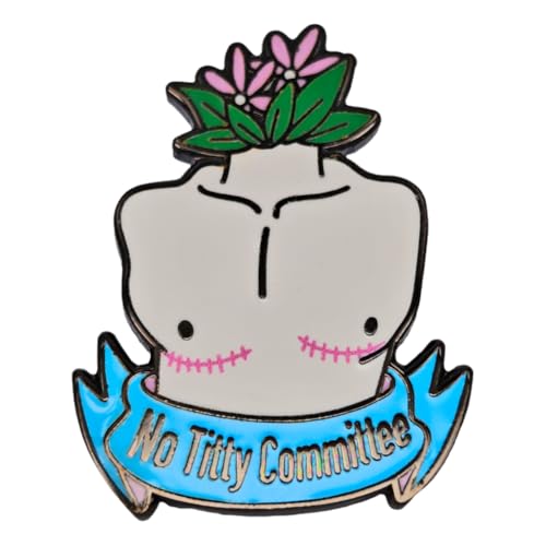 Image of Enamel Pin,No Titty Committee Lapel Pin,Top Surgery Mastectomy Support Brooch,Funny Humorous Badge,Women Health Pin,Gift for Women Family Friends,Backpack Canvas Bag Accessory,Decor DIY
