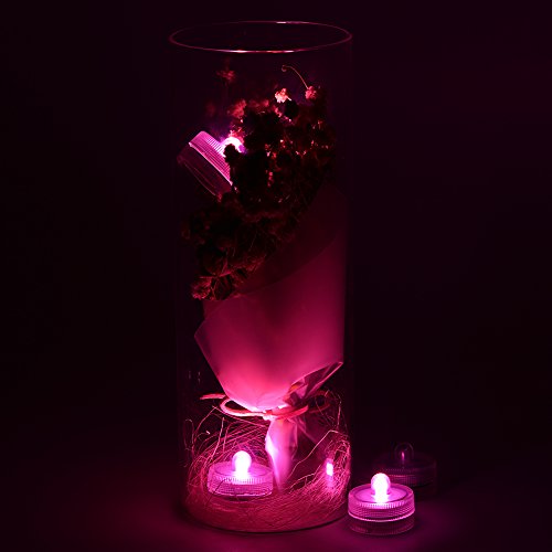 Image of KITOSUN Submersible LED Lights cr2032 Battery Powered Underwater Waterproof LED Tea Light Candles for Events Wedding Centerpieces Vase Floral Xmas Holidays Home Decor Lighting(Pack of 12) (Pink)