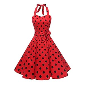 Topdress Women’sVintage Polka Audrey Dress 1950s Halter Retro Cocktail Dress