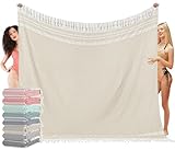 Oversized Turkish Beach Towel Blanket XXL Cotton Sandproof Towels Boho Woven Extra Large Big Sand Free Giant Throw Blankets Huge Quilt XL Picnic Camping Necessities Cloud For Adult Gifts Beige