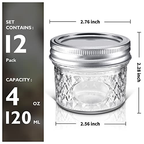 Foto von Tarana mini Einmachgläser, Vorratsgläser, 4oz Klarglas Einmachgläser mit deckel, 120ml kleine glasgläser geeignet für die aufbewahrung von lebensmitteln, marmelade, gewürze, kerzen, honig(12 Stück)