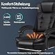 ALFORDSON Ergonomischer Bürostuhl, Schreibtischstuhl mit Wärmemassagefunktion, Leinenstoff Computerstuhl mit gepolsterten Armlehnen und weicher Kopfstütze, Drehstuhl mit Rollen, Dunkelschwarz