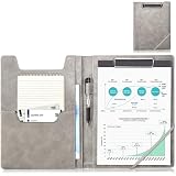 ProCase Clipboard Folder Portfolio, Leather Business Padfolio Organizer Letter Size Professional Folder Binder for Interview Meeting Resume Office Conference School -Grey