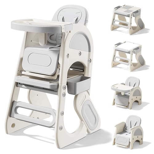 Image of Convertible 6 in 1 Baby High Chair Adjustable Eating Highchair for Babies and Toddlers|Studying Table|Table and Chair Set| Building Block Table|Kid Chair with Safety Harness