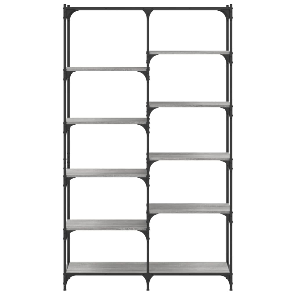 Librería Gris Sonoma 100x32x170 cm Madera y Hierro con patas ajustables para muebles de estilo industrial