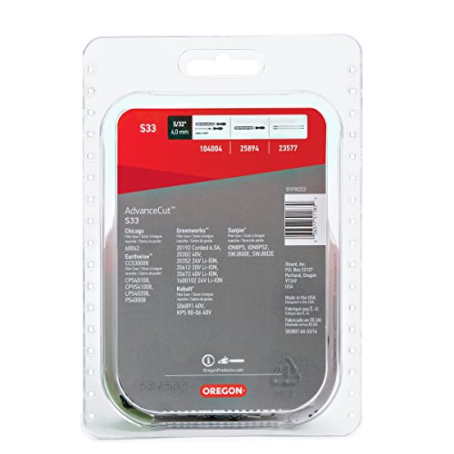 Oregon S33 AdvanceCut 8-Inch Chainsaw Chain Fits Chicago, Earthwise, Greenworks, Sun Joe, 8
