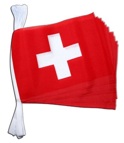Guirlande drapeau Suisse Digni 5,9 m en textile résistant aux finitions soignées