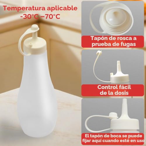 Miniatura 3 de Mssushi 4 Botellas De Salsa De 720 Ml 25 Oz Con Tapa,Squeeze Bottle,Botella Exprimible A Prueba De Fugas Y Reutilizable,Adecuada Para Aceite,Ketchup,Mayonesa,Jarabe Y Condimentos.