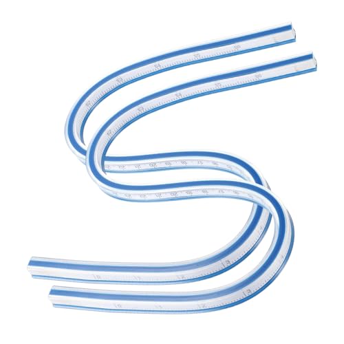 Règle flexible de 16mm lot de 2 rubans à mesurer courbes bleus et blancs pour dessin