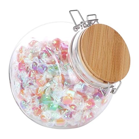 KKC HOME ACCENTS Glass Candy Jar,Cookies Jar with Airtight Lid,Vacuum Sealed Candy Jar with Lid for Candy Buffet,Cookie,Snack,68 Fluid oz,Seals Tightly Cover