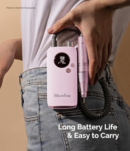 Image of MelodySusie Entry-Level Clip-On Rechargeable Nail Drill, SC320F 30000RPM E-File with Pastel & Colorful Design for Manicure Shaping & Gel Removal, Ideal for Training, Nail Art Practice & Home Use