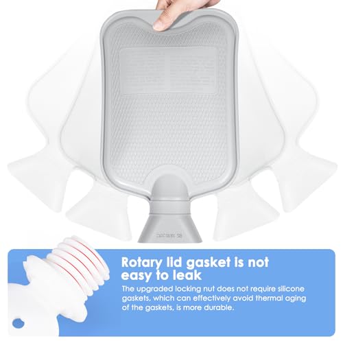 BOLEi Wärmflasche mit Weichem Bezug –Auslaufsicher 2L Groß Wärmflaschen mit Känguru-Tasche,Naturkautschuk +Bettflasche Flauschig (hellblau)