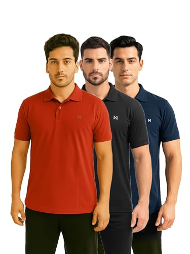 Image of Force NXT Men's Premium Microfiber Fabric Solid T-Shirt | Polo Neck Half-Sleeves T-Shirt for Men | Label Free with Anti-Static for Daily Uses