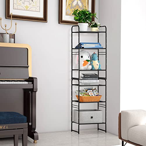 Georis 3-Tier Heavy Duty Metal Mesh Shelving Unit Storage Rack, Stackable Extendable Plant Stand Bathroom Organizer With Adjustable Shelf, Black #TOP4