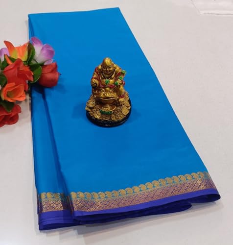 Image of Anushka Fashions Semi Mysore Crepe Silk Saree with 2D Pattern, Contrast Border, Rich Pallu & Blouse Piece Included, Lightweight Ethnic Wear for Festive, Party & Traditional Occasions