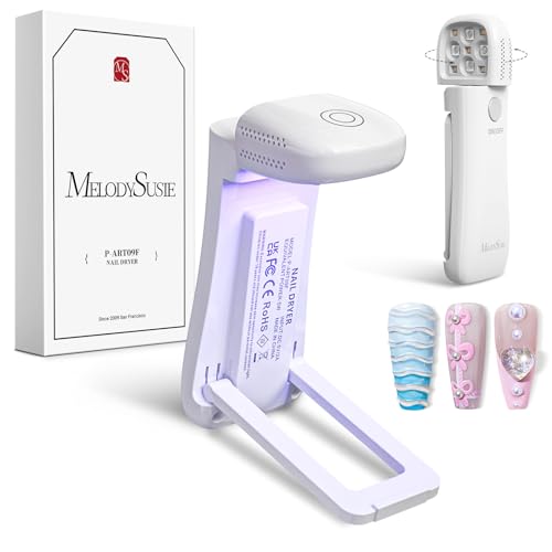 Image of MelodySusie 2in1 Mini Foldable Cordless UV Nail Lamp for Manicure Beginners | Hands-Free Fold-out Stand,Lighting & Curing 2 Mode,30s /60s Timer for Gel-X