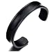 COOLSTEELANDBEYOND Exquisite Mens Black Bangle Bracelet Stainless Steel Cuff Bracelet Grooved Polished and Satin
