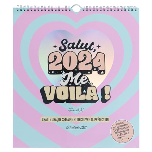 Mr.Wonderful - Calendario de pared para rascar 2024 - Hola, 2024. Aquí estoy aquí. 31 x 0,3 x 35