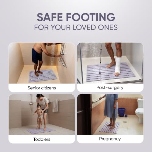 Image of Frido AeroDry Bath Mat, Premium Anti-Slip Bathroom Mat with Firm Grip, Fast-Drain Design & Gentle Massage Texture, Non-Slip PVC Shower Mat for Bathroom Floor - Lavender Mauve