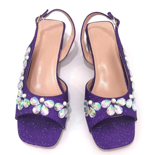 Fjnbbiot Classic Women's Hand Bag Splicing Color Matching High Heels African Wedding Party Shoe and Bag Set3