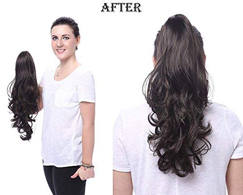 OneDor® 20" Curly Synthetic Clip In Claw Drawstring Ponytail Hair Extension Synthetic Hairpiece 190g with a jaw/claw clip (R10) - Thumbnail 4