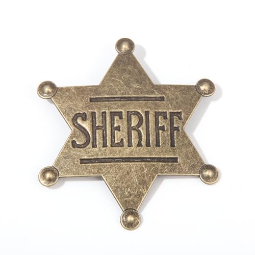 Vintage Sheriff Badge Metal Police Badge - Old Western Cowboy Cop Star Badge Gifts - West Style Costume Cosplay Prop Accessories