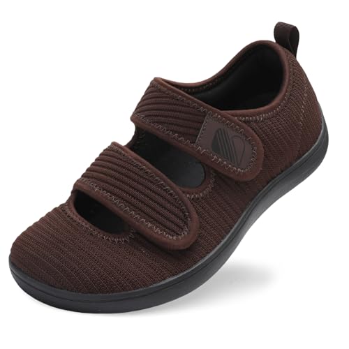 Image of Besroad Womens Walking Shoes Wide Diabetic Shoes Adjustable Barefoot Casual Sneakers Breathable Zero Drop Arthritis Edema Sneakers Indoor Outdoor