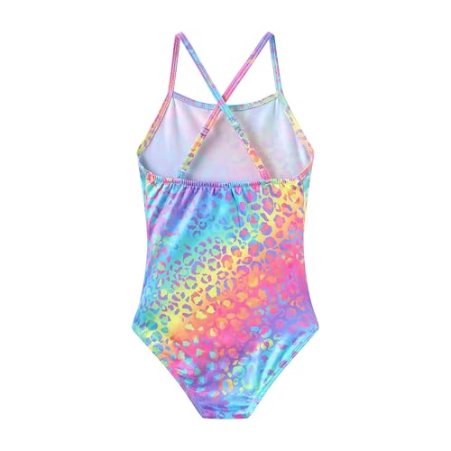 Image of iLover Girls Sparkle One Piece Swimsuits Crossback Swimwear Beach Bathing Suit with Adjustable Strap 4-10 Years