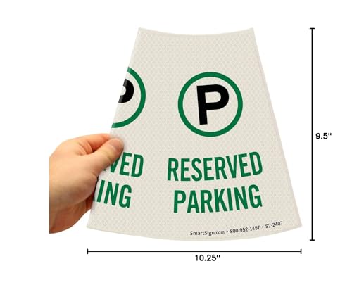 Image of SmartSign 6-Pack 'Reserved Parking' Reflective Cone Message Sleeve Collar with Symbol, 360-Degree Visibility, Vinyl Signs for Traffic Safety Cones, 3-Side Print [Cone Not Included]