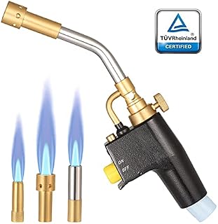 HUKOER MAPP Propane Torch Brazing Soldering Barbecue Torch High Intensity Trigger Start Torch Interface CGA 600, Gas Cylinders not Included