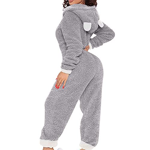 Pijama feminino de inverno quente sherpa macacão ultra confortável macacão de lã macacão bonito com