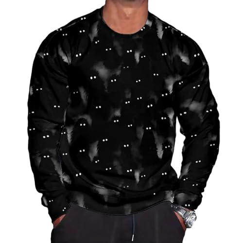 Men's Halloween Sweatshirt | Spooky Skull Skeleton Sweatshirt Long Sleeve - Fashion Holiday Pullover Fall Sweater