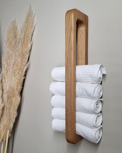 Handtuchhalter aus massivem Eichenholz, Design, einfache und stabile...
