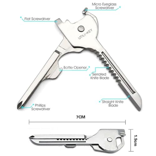 Image of 8-in-1 Keychain Multi Tool | Compact Portable Multitool Gadget for Hiking, Traveling, Camping, Picnic, Outdoor Sports, Pocket Utility Tool, Survival Gear