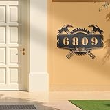Custom Mechanic Garage House Number Metal Address Sign, Personalized Toolbox Design for Handyman, Hanging Front Door Plaque, Outdoor Garage Entryway Marker, Garden Gate Sign, Workshop Wall Decor