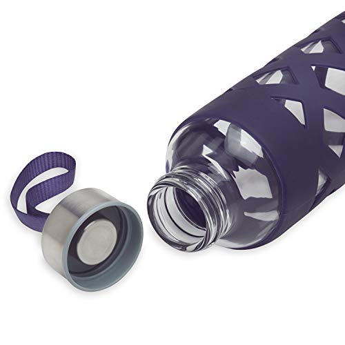 Image of Gaiam Water Bottle Sure-Grip Glass Bottle with Protective Silicone Sleeve, 20 oz